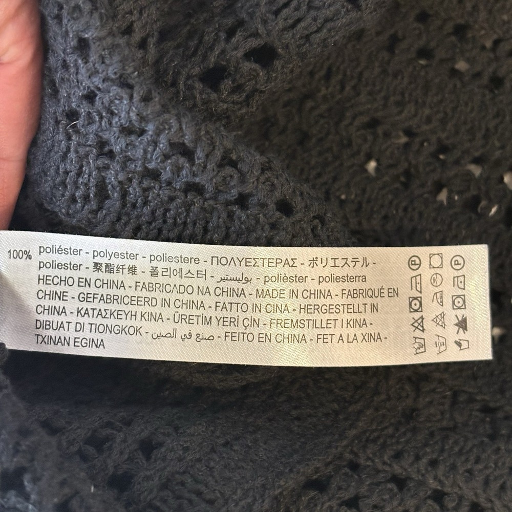 Zara Womens Black Crochet Midi Dress Size XS/S Peter Pan Collar Blogger Favorite - Picture 9 of 9
